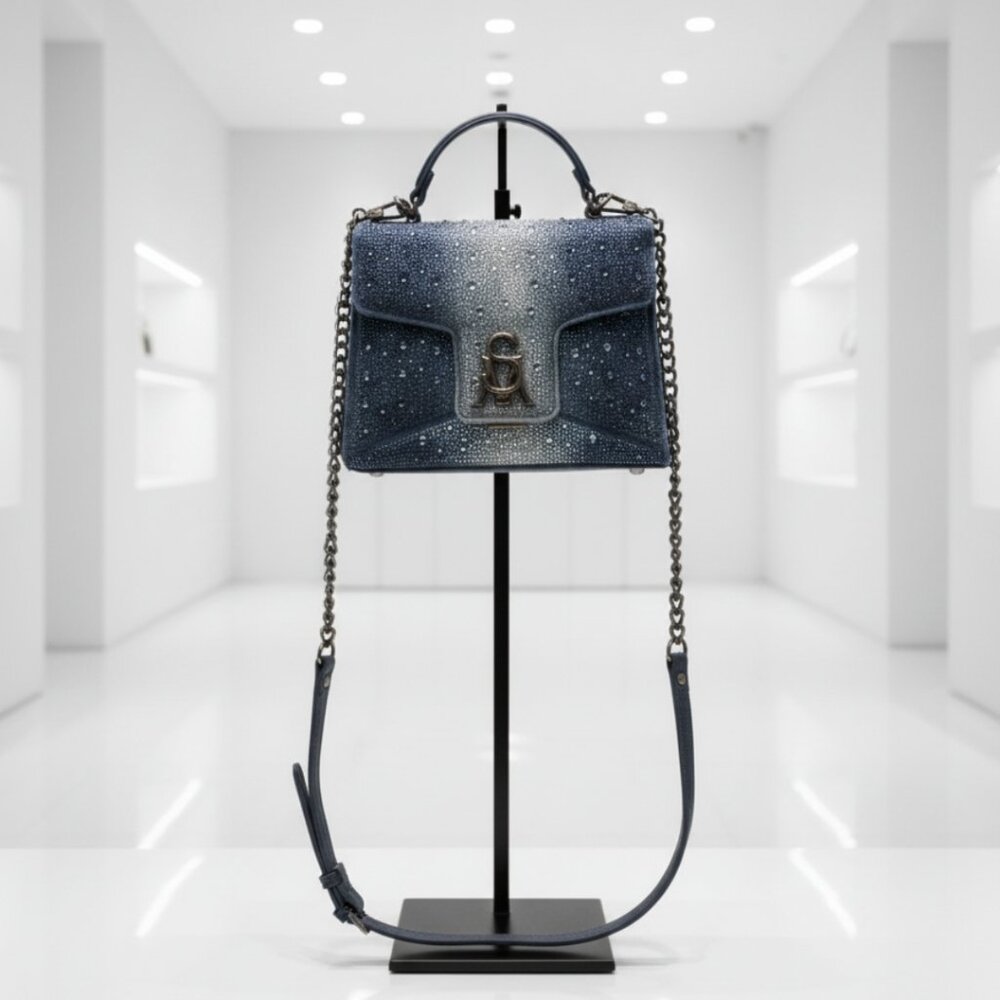 Y2K Sparkle Crossbody Blue Premium Faux Leather Office Siren Bag